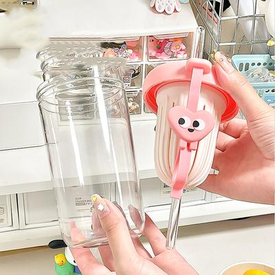 High Temperature Resistant and Anti Drop Plastic Cup for Tea Separation, Student Straw Cup, Portable Handle Water Cup