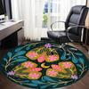 1pc Floral Mandala Chair Carpet for Office, Round Non Slip Durable Large Size Office Carpet, Suitable for Office