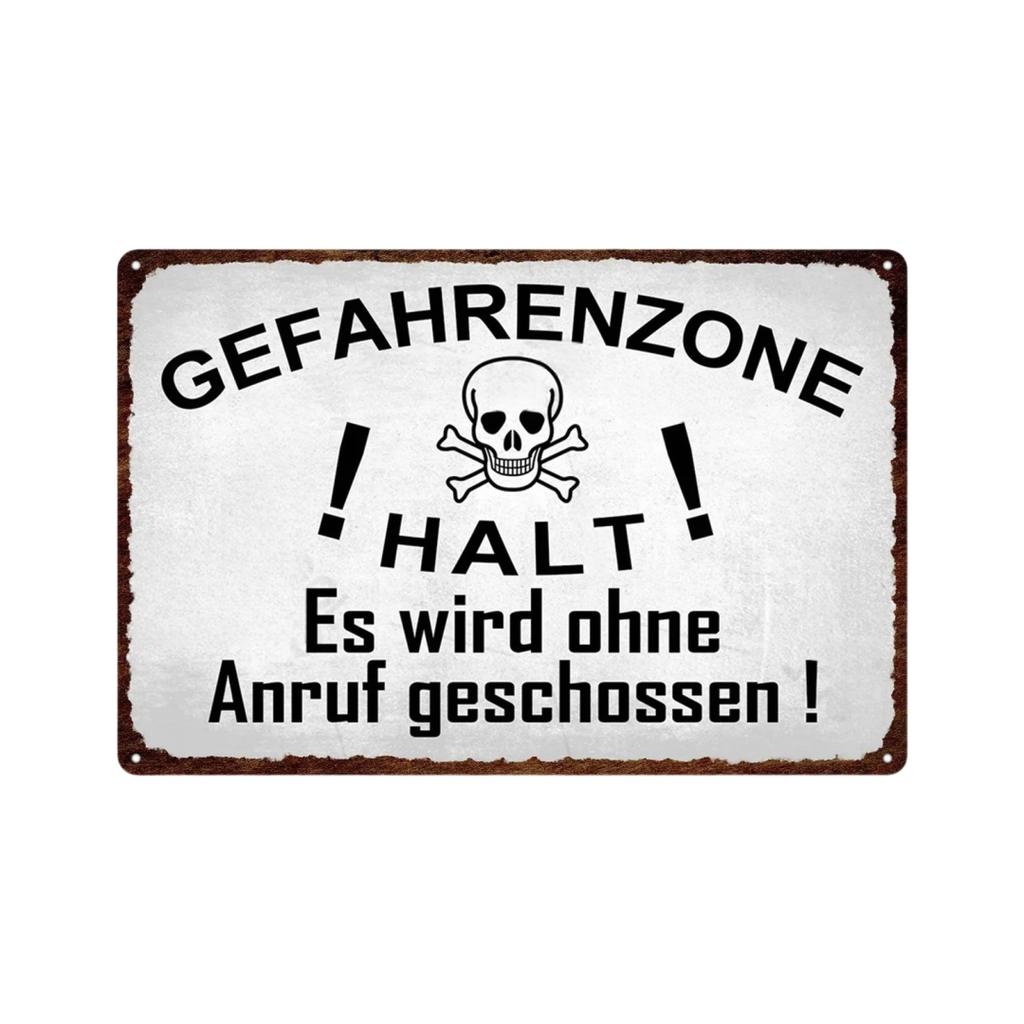 Germany HALT STÓJ Achtung Metal Sign German Warning Signs Hazardous Area Placards Vintage Plaque Plate Wall Decorative