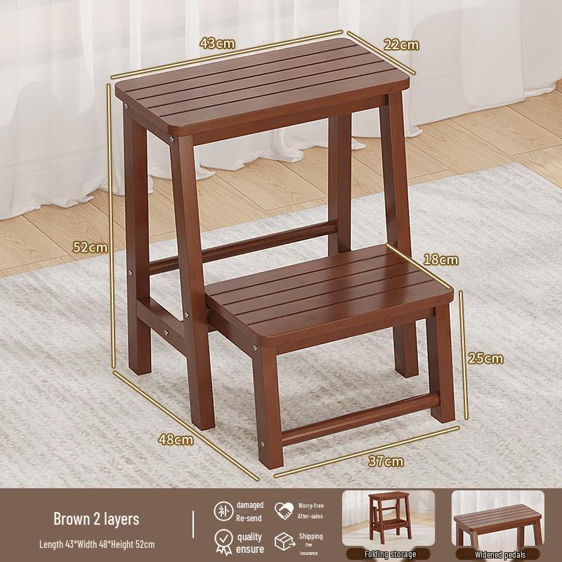 Folding Bamboo Step Stool - Multifunctional Footstool, Bench, and Shoe Changing Stool for Children
