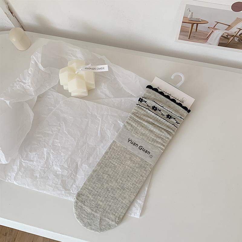 

Autumn Polka Dot Bow Tube Socks Children Sweet Mary Jane Bubble Mouth Lace Stacking Socks Cotton One size fits all