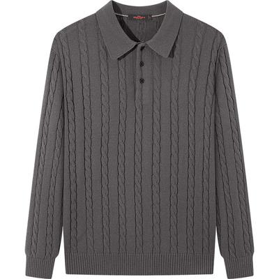 Men's Wool Blend Cable Knit Polo Sweater