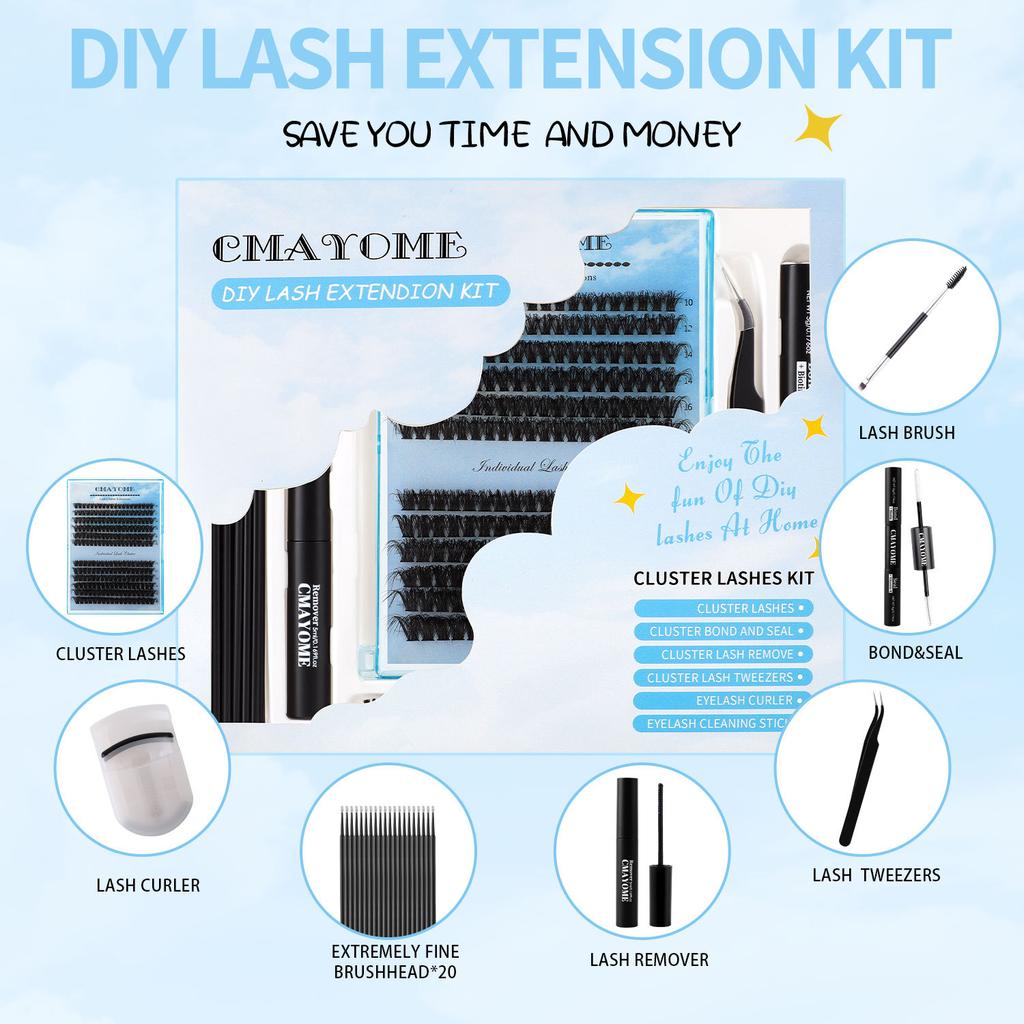 60D80D Color Single-Cluster False Eyelash Set Diy Segmented Natural Thick D-Curve Eyelashes