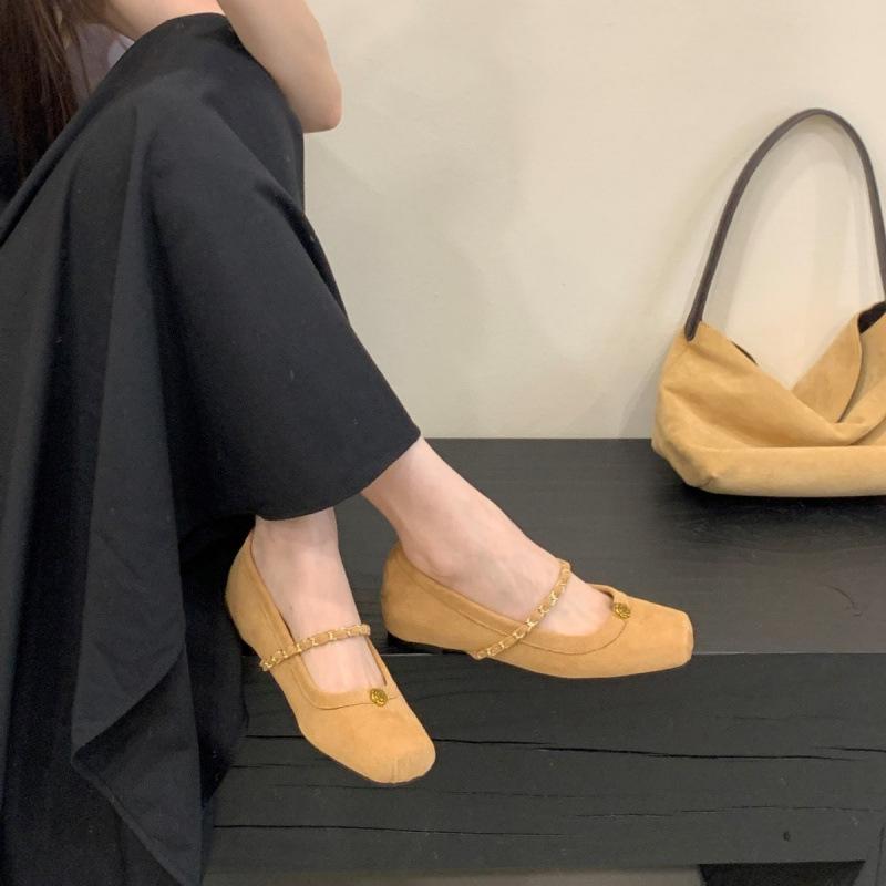 2025 Autumn New Temperament Inner Height Increase French Gentle Style Women's Shoes Square Head with Single Shoes Women's Outer Wear