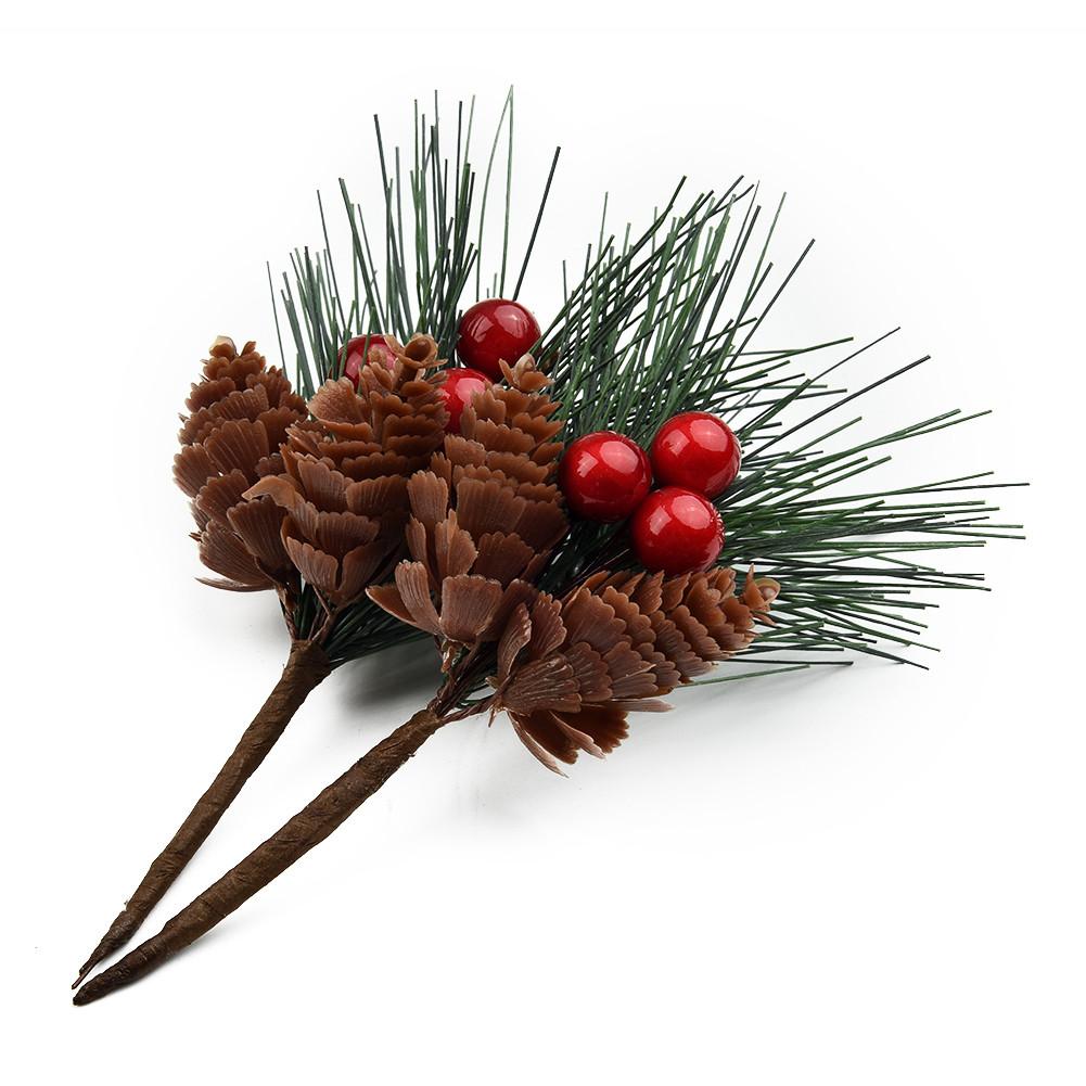 Künstliche Blume Kiefernzweige mit Beeren und Tannenzapfen Weihnachts-Hausdekoration