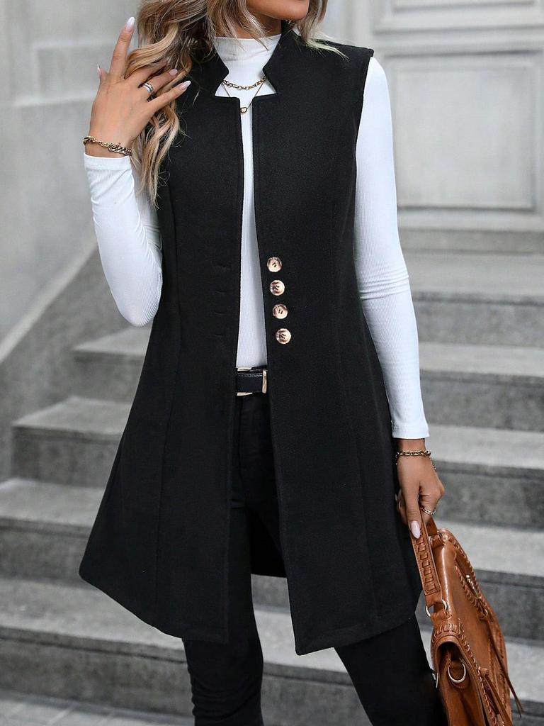 2025 Autumn/Winter Elegant Wool Sleeveless Vest Coat