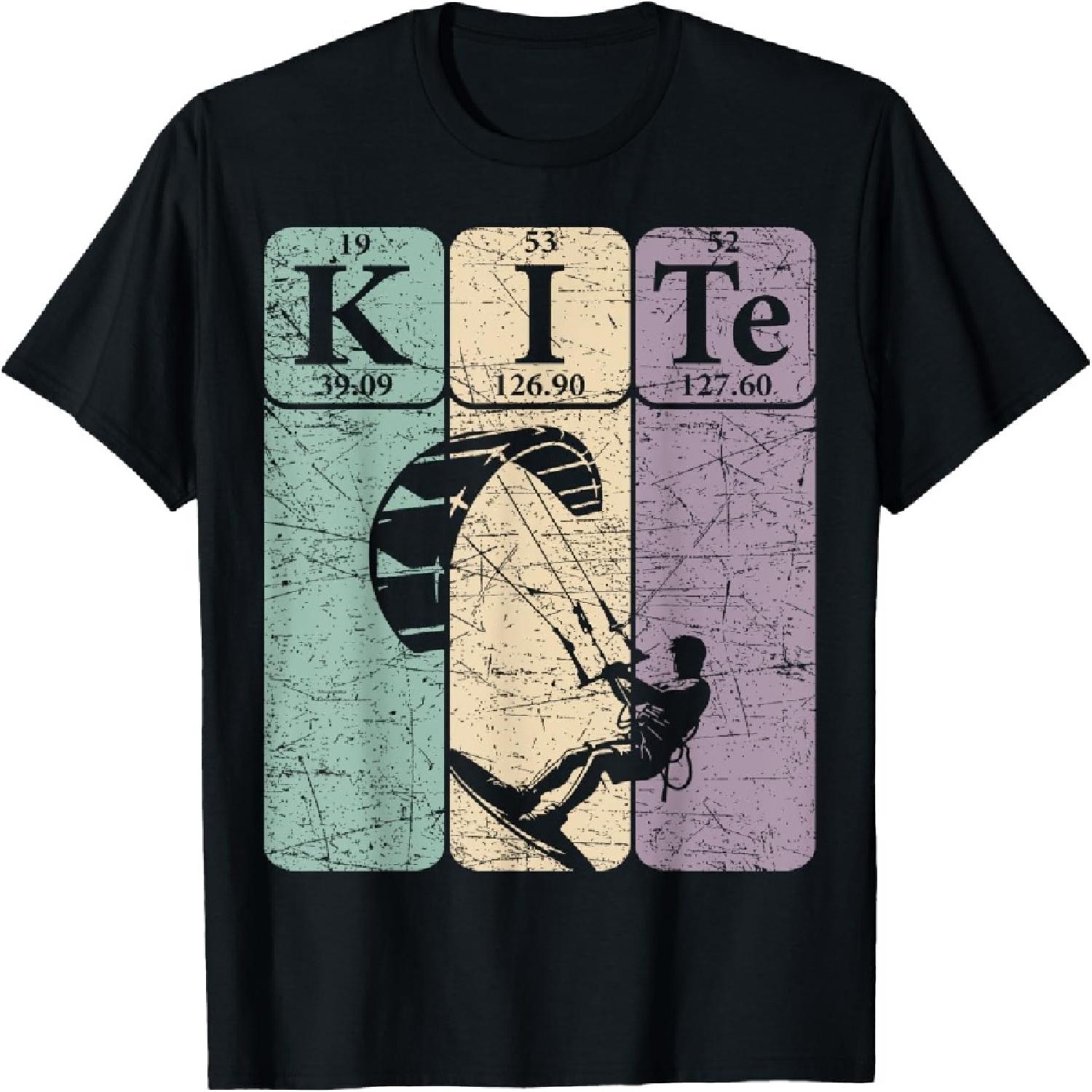 Kitesurfing Periodic Table Elements Kiteboarding Retro T-Shirt(7) S