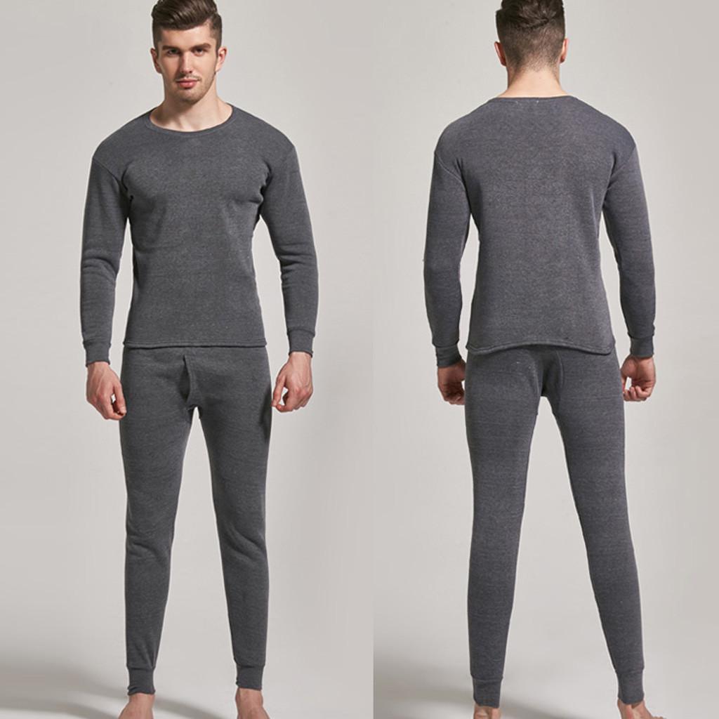 WSPLYSPJY Men Winter Autumn Thermal Cotton Sleepwear Tops and Pants Sets WSPLYSPJY Men Winter Autumn Thermal Cotton Sleepwear Tops and Pants Sets