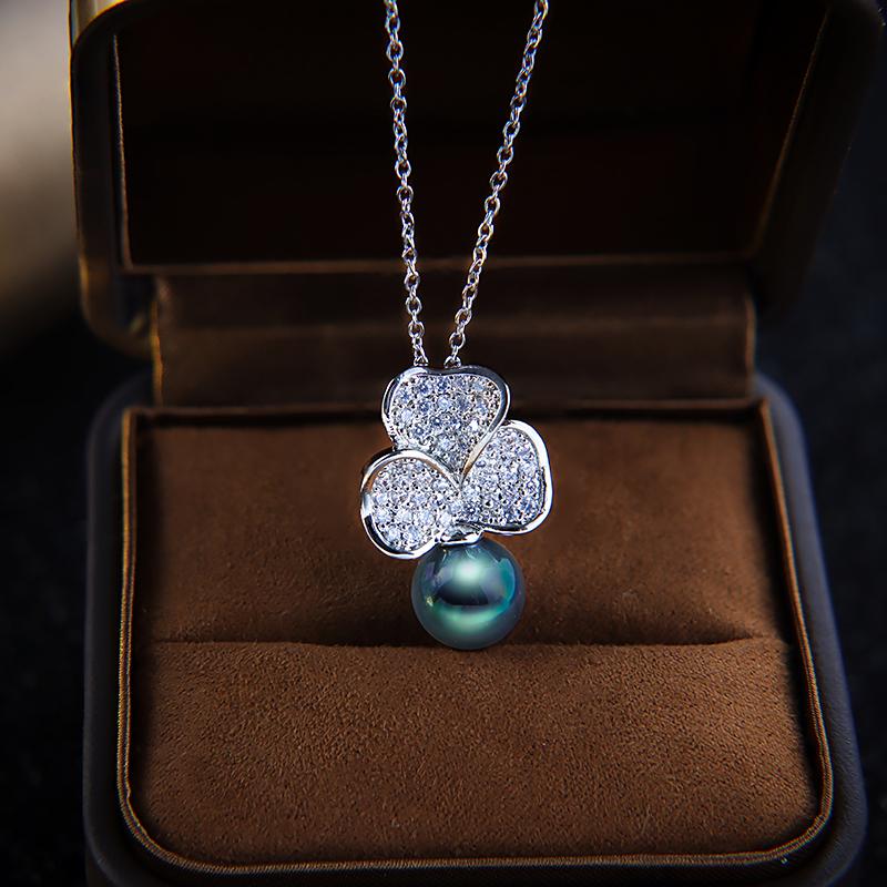 Elegant Colorful Pearl  Set Fashion Flower Ring Necklace Earrings  Three-piece Fashion Anniversary Gift