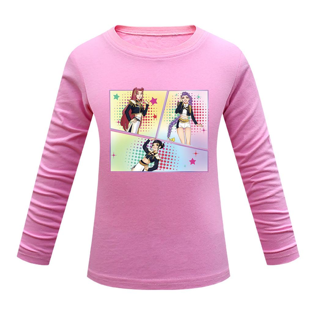 Dětské Dívčí Anime Kreslené K-POP Tištěné Ležérní Tričko s Dlouhým Rukávem Top