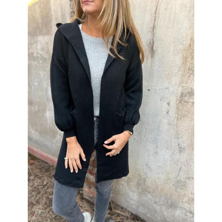 Veste à capuche en mélange de laine pour femme Manteau d'hiver décontracté Couleur unie Veste à poches Mode Automne Hiver pour l'Europe l'Amérique