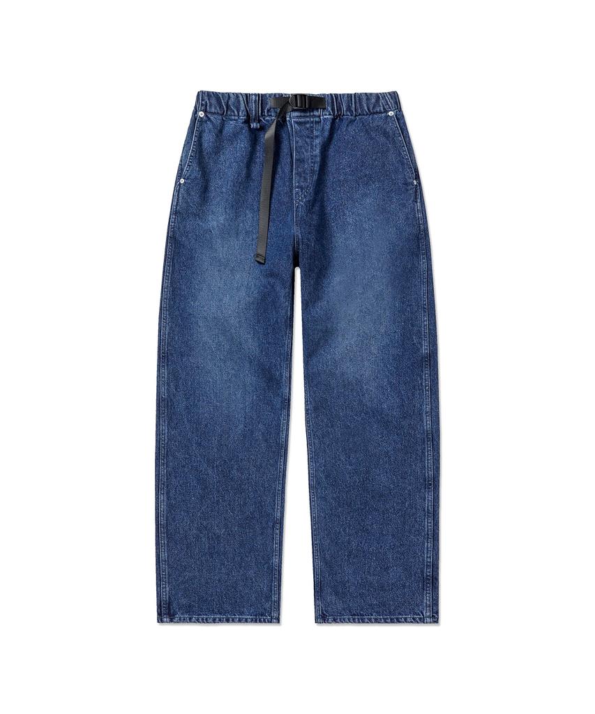 MANNERGRAM Elastic Waist Straight Denim Pants Loose Fit_Fit5 Medium Blue