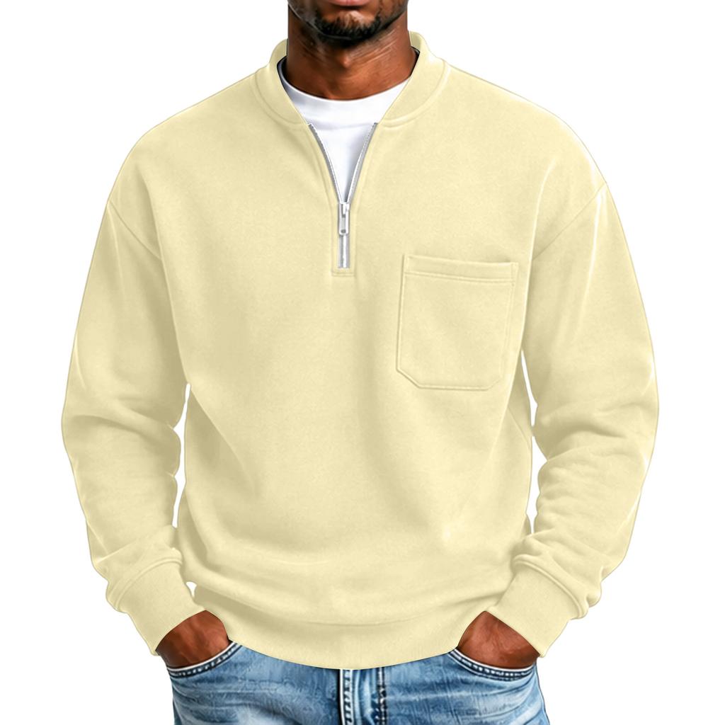 Men's Color Lined Sweatshirt Long Sleeve with Pockets for Fall Winter