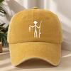 Creative Design Fishing Print Baseball Cap Classic Washed Vintage Duckbill Hat Soft Comfortable SweatAbsorbing Breathable Hat O