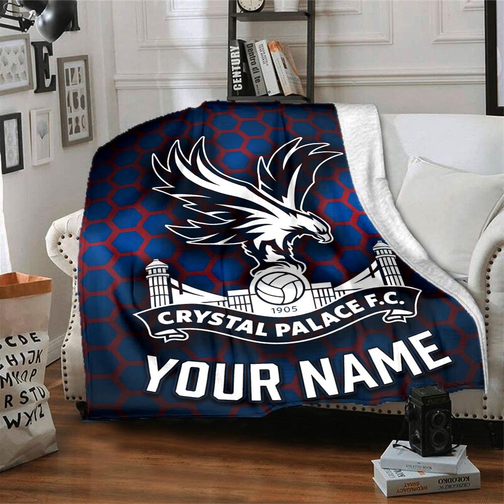 1pc Crystal Palace F.C Blanket with Custom Name, Gift, for Men and Women, Soft Blanket, Good for Sofa Bed Couch Travel, Lightweight Flannel Blanket