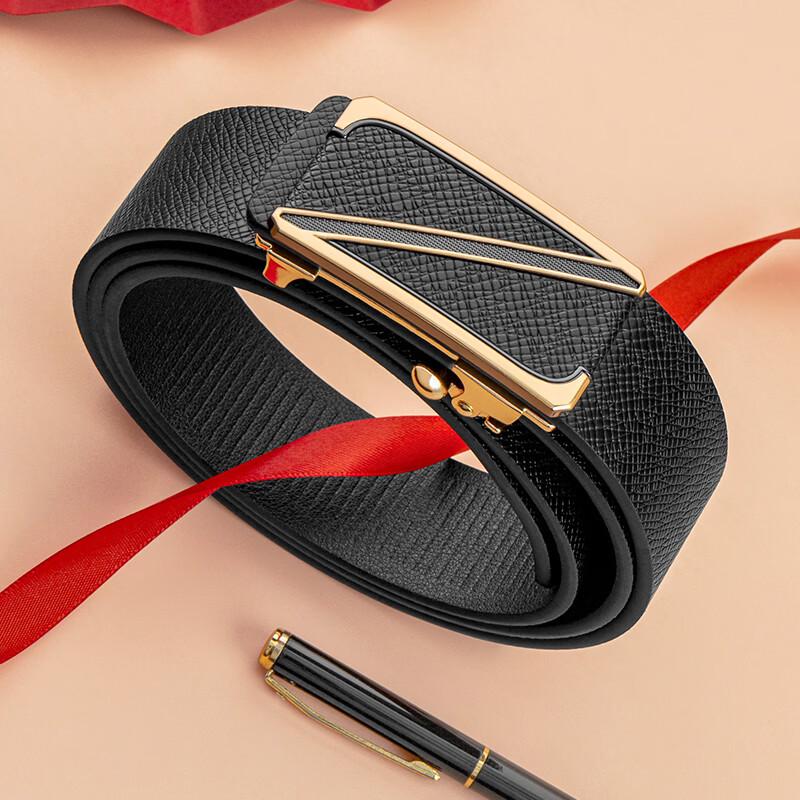 

COW Men s Automatic Buckle Leather Belt Gift Set 115cm (68-100cm waist)