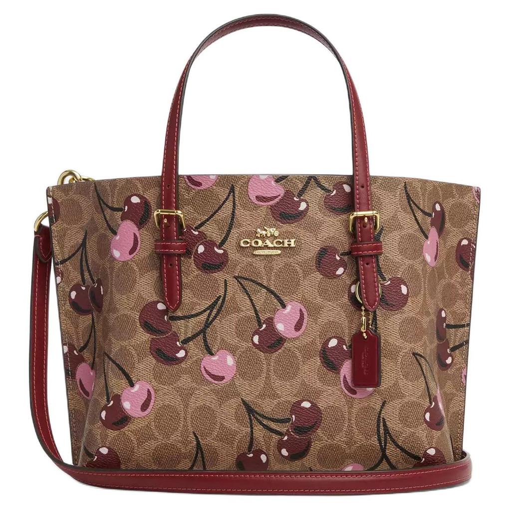 Coach Mollie Cherry Print Coated Canvas Tote Bag Women Tote Brown Multicolor CZ772-IMTAM
