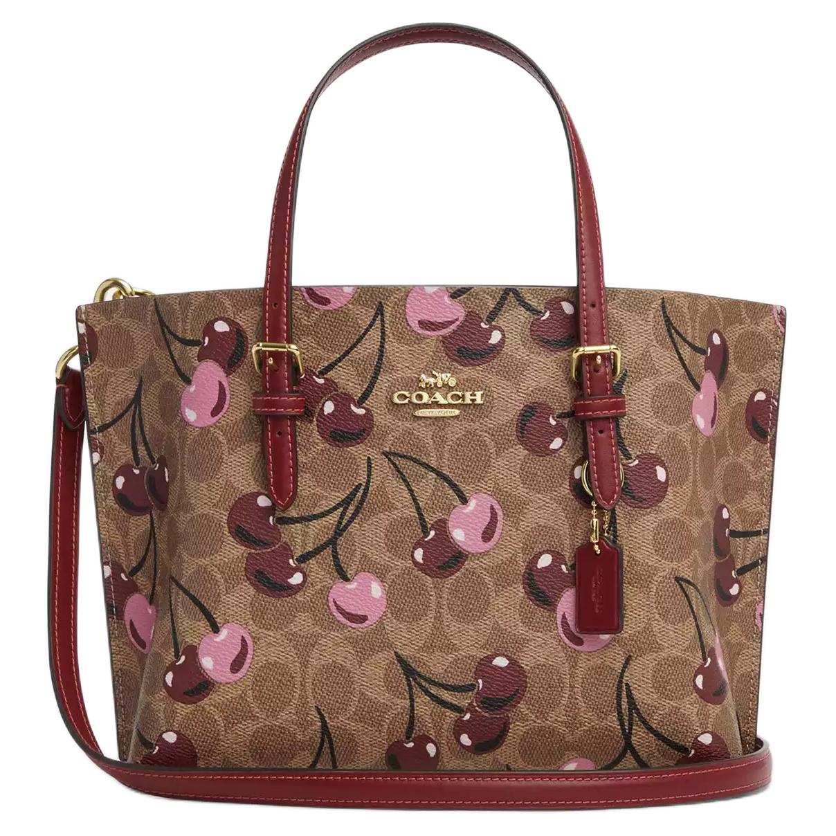 Coach Mollie Tote 25 Signature Canvas Cherry Print Tan Multi Gold Hardware CZ772-IMTAM Basic Set (Bag+Dust Bag)