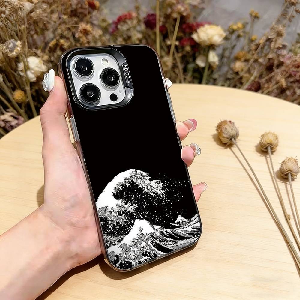 The Great Wave Off Kanagawa Phone Case For iPhone 17,16,15,14,13,12,11 Plus,Pro Max,XS,Colorful Silver Phone Case Funda Cover