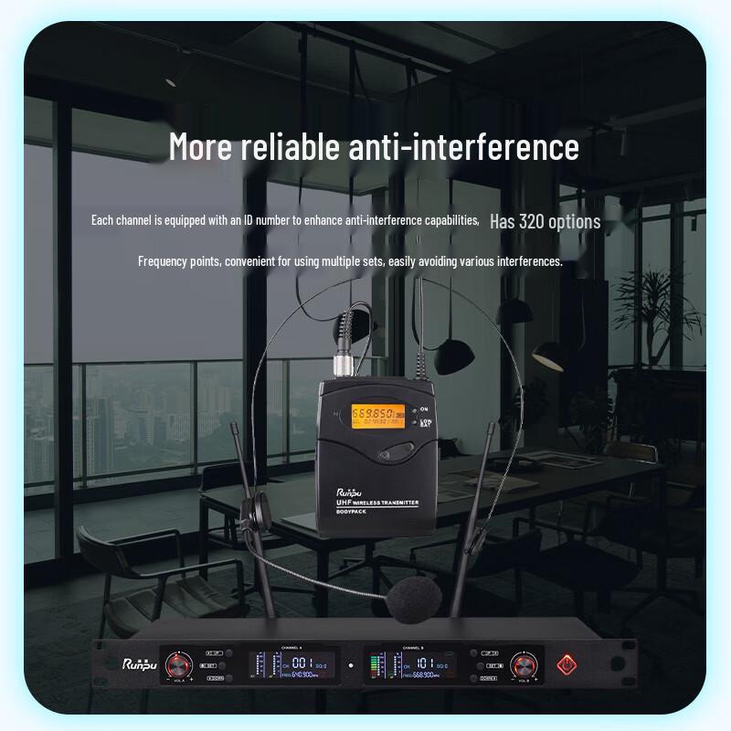 Runpu Professional UHF Wireless Dual Headset Conference Microphone System (CN version)