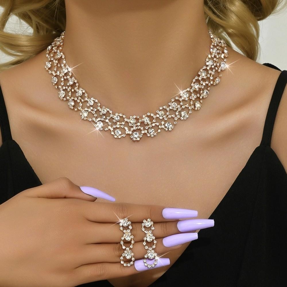 Luxury Necklace Earrings Set Choker Neck Chain Fashion Stud Earrings Gift Giving