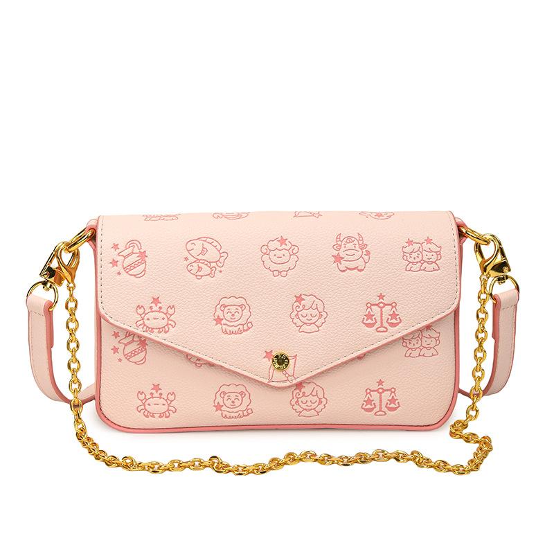 New Light Luxury Women's Bag Fashion Shoulder Messenger Bag Chain Printed Small Bag Retro Simple Small Square Bag Tide