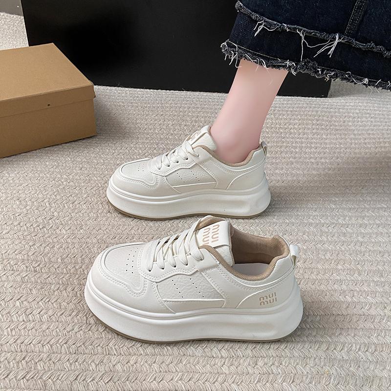 

CRLAYDK Classic Women s Platform Sneakers Casual Skateboard Walking Height Increase Shoes PU Leather Lace Up White Ladies Tennis 35