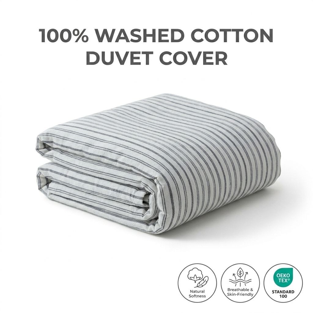 100% Washed Cotton Duvet Cover Minimalist Striped Bedding Set for Single Queen King Size Bed Home Textile 200TC INS Quilts Cover