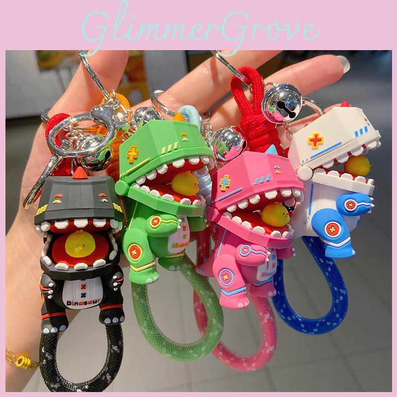 Dinosaur Silicone Keychain Fun Mechanical Keyring For Kids Bag And Car Keys