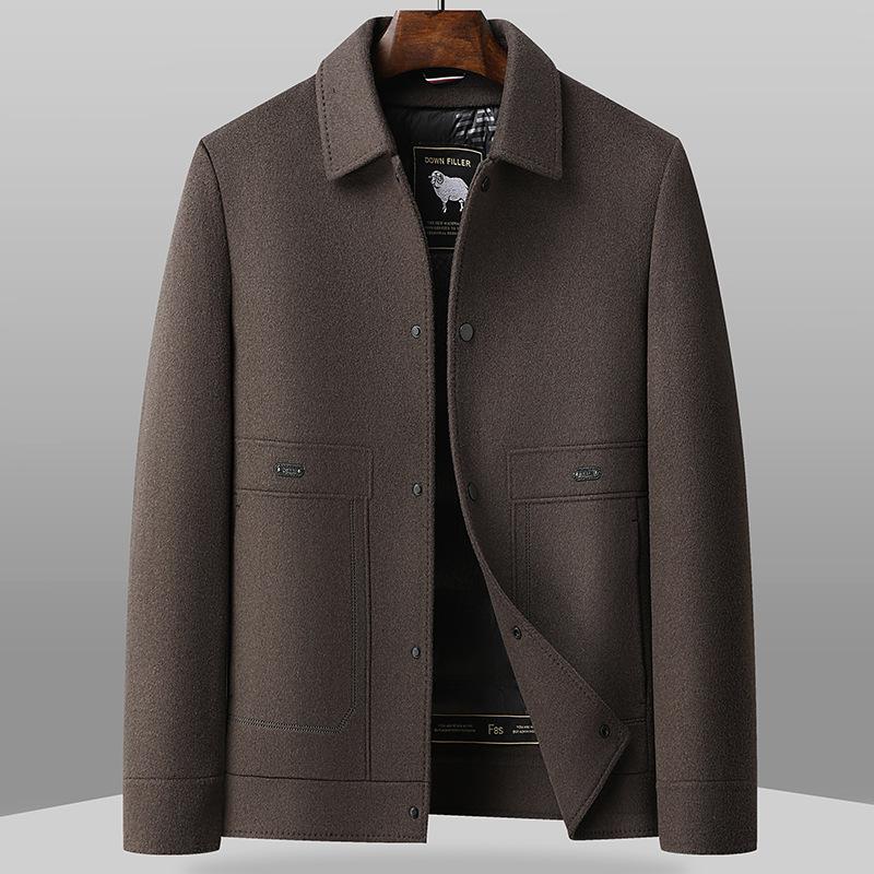 

Зимняя мужская куртка ручной работы из двухстороннего нейлона и шерсти, новая повседневная куртка с пуховой подкладкой National Standard, куртка 195