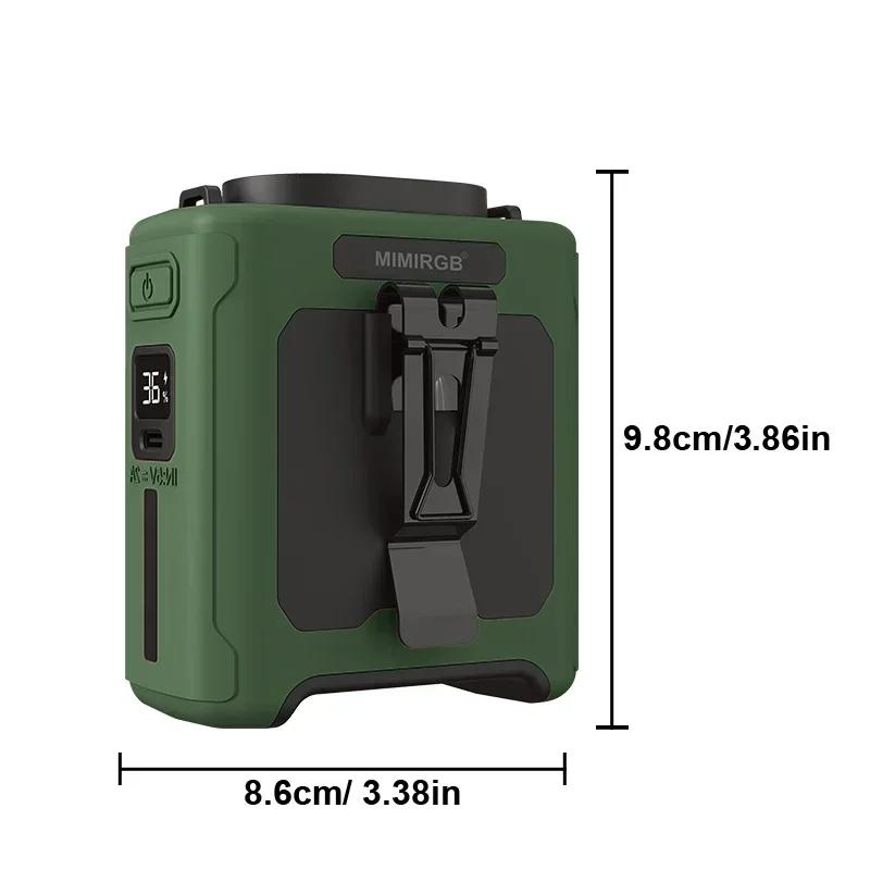 Portable Waist Fan 10000mAh with Power Bank LED Lighting Hanging Neck Fan 5 Speed Strong Airflow Cooling Fan for Outdoor Working