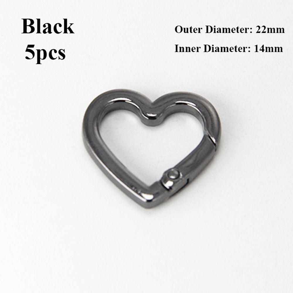 5pcs Black gold silver Carabiner Heart Snap Clasp Clip Zinc Alloy Hooks  Purses Handbags Buckles