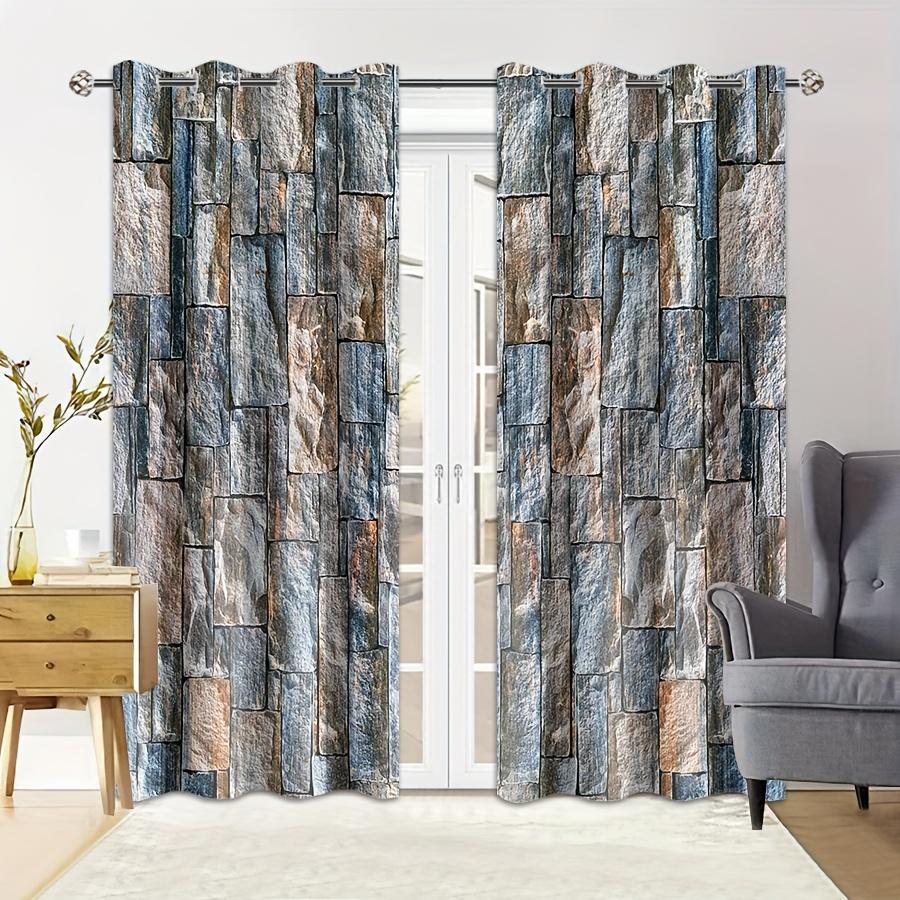 2pc Home Decor Curtains Wood Floor Printed European Style Decor, Modern Printed Curtain Rod Pocket,For Kitchen  Living Room