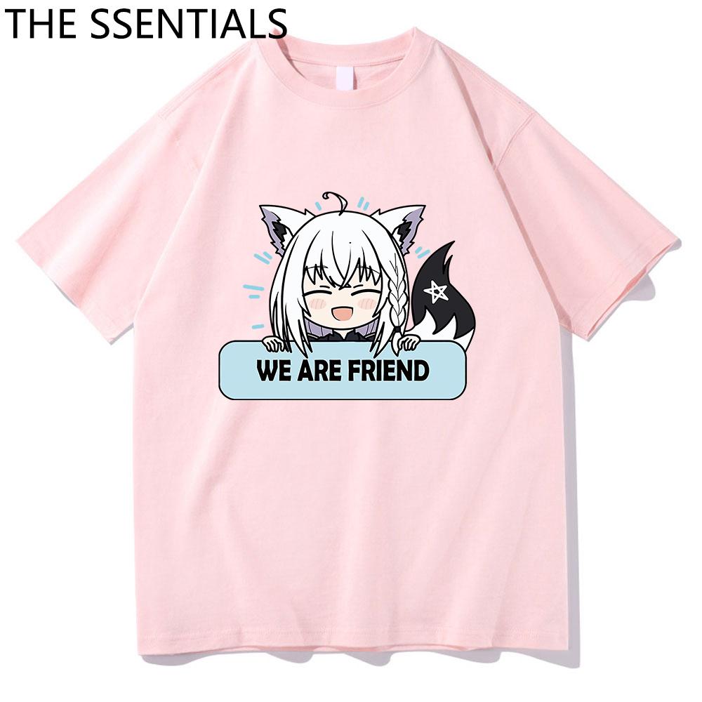 Hololive VTuber T-skjorte Unisex Harajuku tegneserie-grafikk-t-skjorter Unisex-tilfeldig bomullst-skjorte Herre Anime Kawaii Shirakami Fubuki T-skjorte