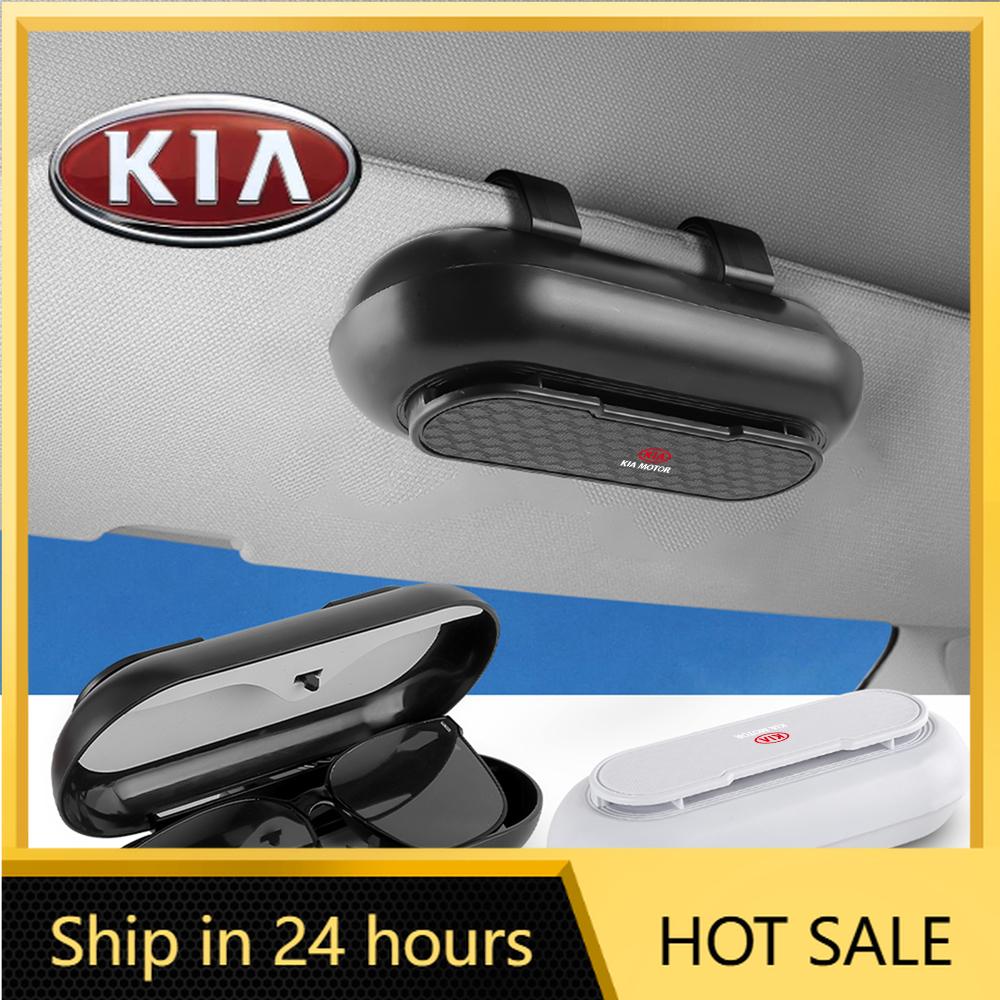 2026 Hot Car Sticker Car Sunglasses Holder Card Ticket Storage Case Sun Visor Glasses Clips for Kia Rio Picanto Sportage Niro Mo