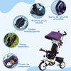 Children's Tricycle, Folding Sunshade, Telescopic Handle, 95x50x106 cm, Steel, Purple/White
