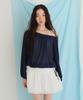 Moui Off-Shoulder Smoke Tee (Navy)