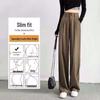 Versatile Gray High-Waist Loose Wide-Leg Suit Pants