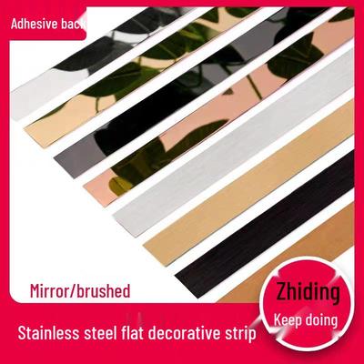 Black Titanium Gold U-Shaped Flat Stainless Steel Decorative Strips with Adhesive for Wall and Baseboard