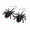Gothic Retro Black Red Oval Crystal Stereo Simulation Spider Dangle Earrings for Women Hallowmas Party Punk Rock Jewelry Gifts