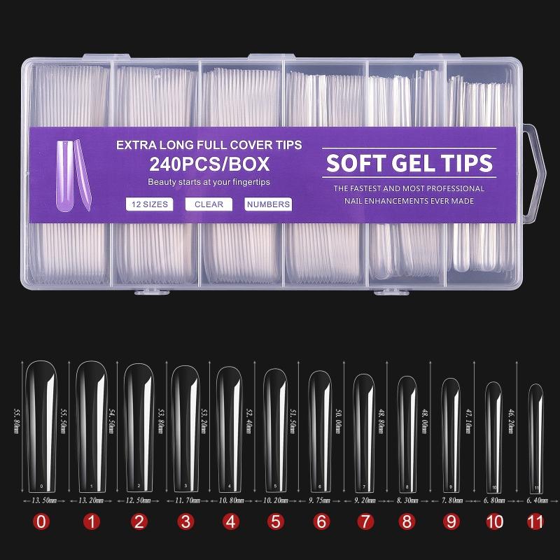 Kit di Punte per Unghie Full Cover in Gel Morbido per Estensioni Unghie Soak Off, Unghie Press-on