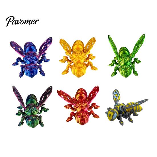 Robot Insect Decoration 3D Printed Mechanical Bee Figurine, Hornet Ornament with Movable Joints, Articulated Wasp Model Fidget Toy, for Home