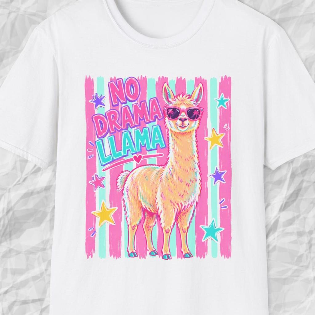 No Drama Llama Shirt, Funny Llama Tee, Cute Animal Shirt, Colorful Llama T Shirt, Trendy Summer Tee, Fun Alpaca Shirt