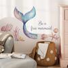Mermaid Tail with Starfish and Shells Wall Stickers Dreamy Sea Self-Adhesive Art for Bedroom and Living Room Home Decor