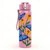 1PC Blue Butterfly Daisy Floral 750ml Color Plastic Sports Water Bottle Leakproof Flip Straw Lid Suitable for Sports Office Home Use
