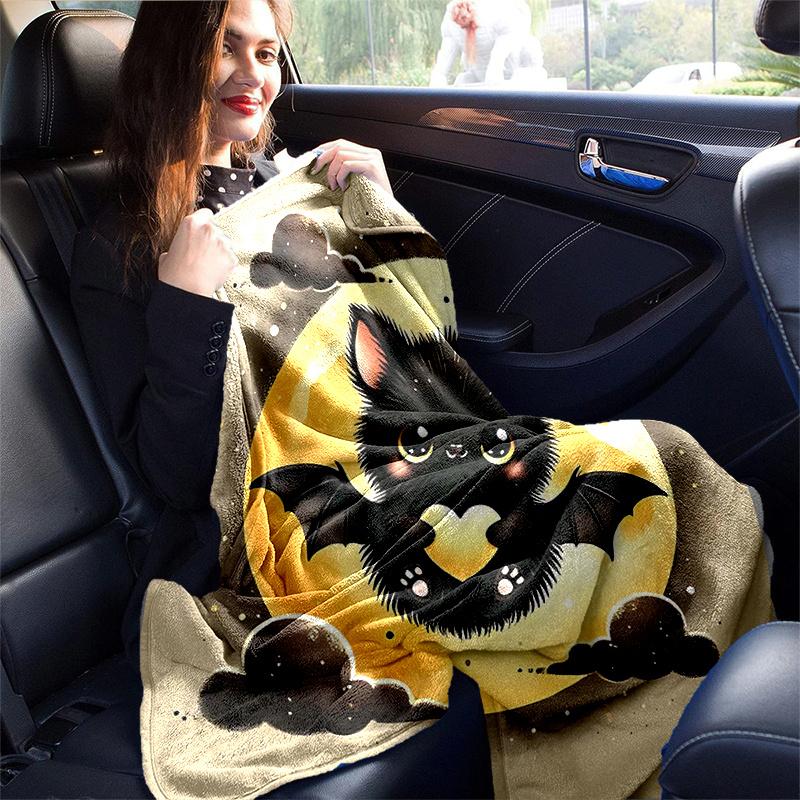 1pc Bat Cute Cartoon Design Design Blanket  Seasonal Home Decorative Throw for Room, Gift Idea, Living Room, Travel, Camping, Car Blankets