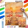 Digital Oil Painting Art Painting Kit Handmade Diy Flamingo Sunset Beach Pier Abstract Canvas Home Decorations