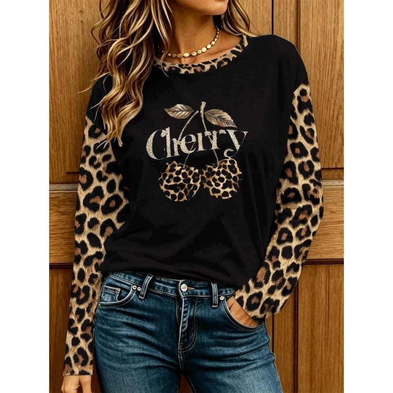 Women's Autumn and Winter 3D Printed Crew Neck Long Sleeve T-Shirt