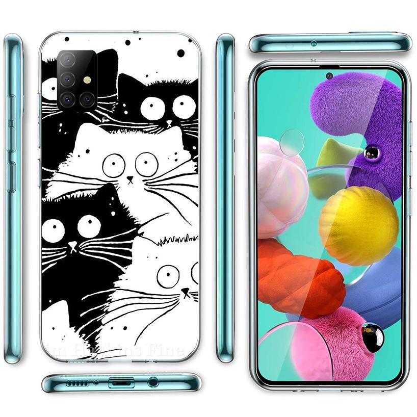 Cat Cute Kitten Cartoon Phone Case For Samsung Galaxy A52 A32 A22 A12 A51 A31 A50S A30S A20S A10S Note 20 Ultra 10 Plus S10 A72