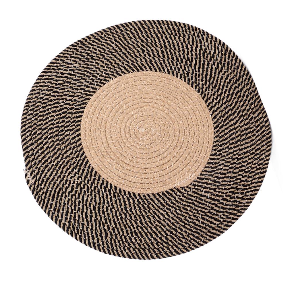 Round Jute Rug Reversible Retro Nordic Style Fashionable Area Rug Circle Carpet for Bedroom Hallway